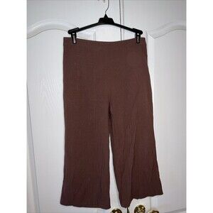 Coldwater Creek Wide Leg Crop Pants High Rise Flat Front Brown Womens Petite M